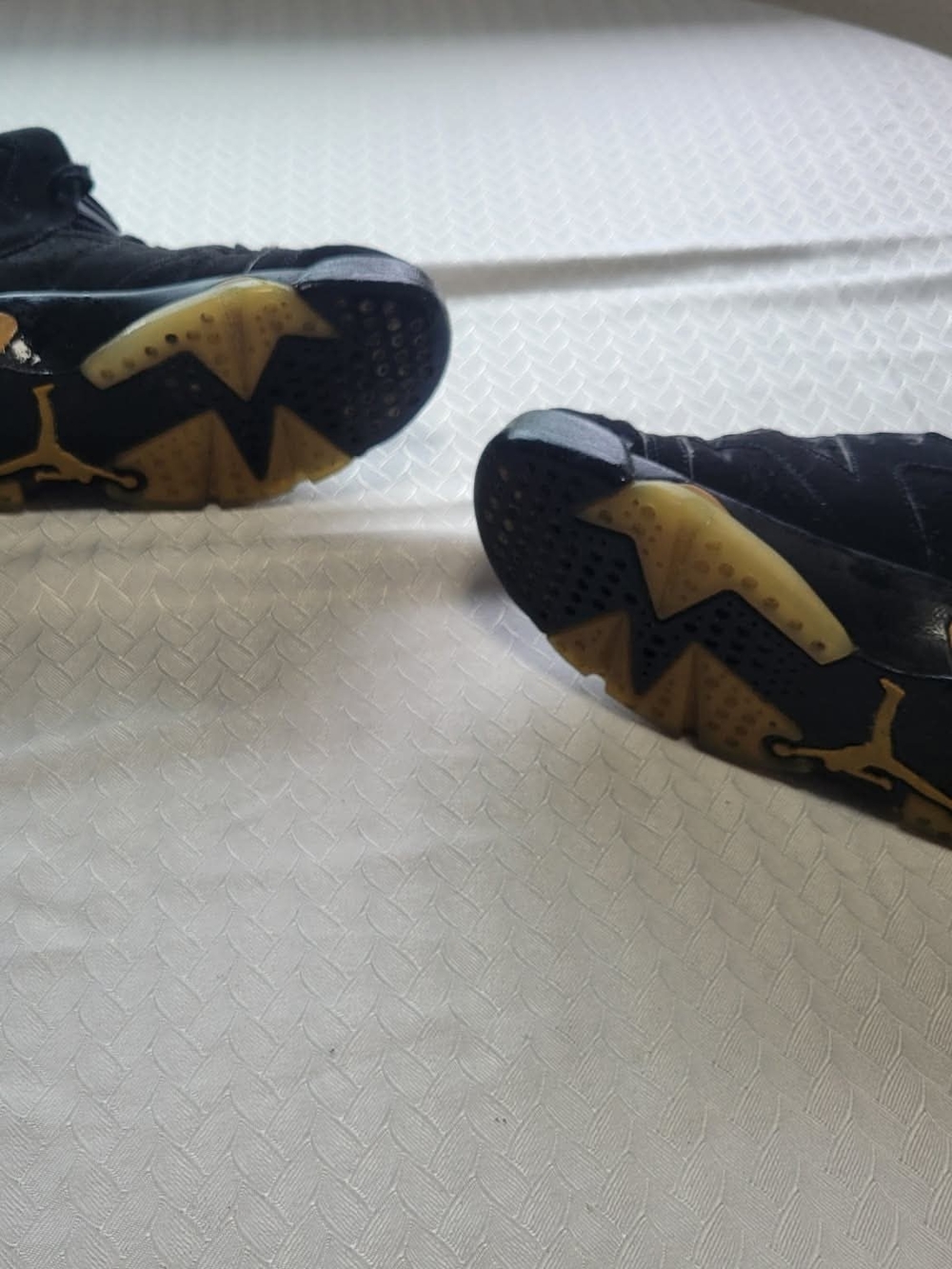 Air Jordan Black Suede Retro Sneakers with Gold Jumpman - Picture 8 of 13